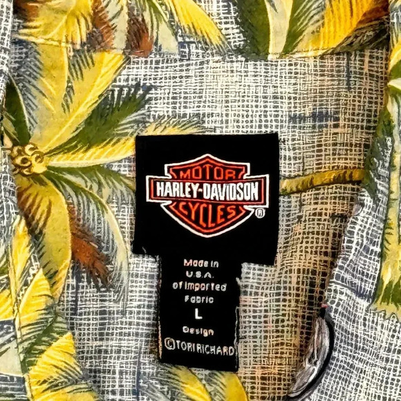 Harley-Davidson Hawaiian Tropical Print Button Down Shirt 100% Cotton Men's L - Picture 5 of 9